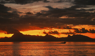 Sunset on Moorea from Tahiti